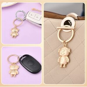 Adorable Gold Pig Keychain